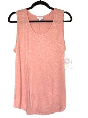 LuLaRoe Tank Top Size 2XL Solid Pink Peach Slub Fabric Flair Botton NWT
